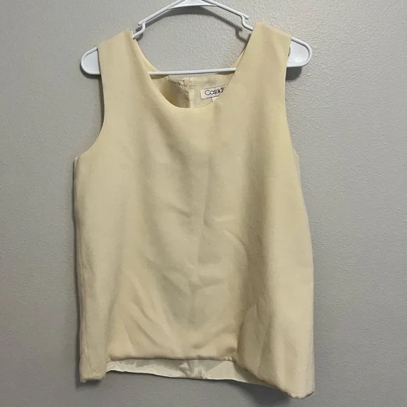 VTG Cassidy Sleeveless Butter yellow 100% wool top made in USA Coastal Grandma - Picture 2 of 5